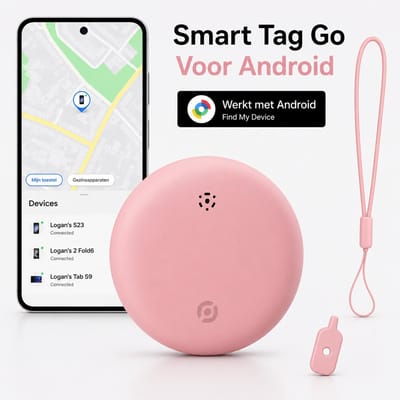 Android GPS Tracker – Real-time Locatie Volgsysteem – Werkt met Google Find My app- Alleen geschikt voor Android telefoons- Gecertificeerd - Batterij Vervangbaar - 24/7 live locatie meekijken - Licht roze