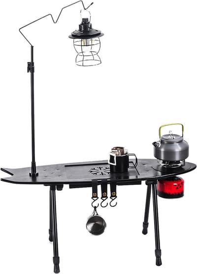 Campingtafel Hout - Klaptafel Buiten - Outdoor Maaltijden - Vormgegeven Visvorm - 76 x 24.5 x 36 cm - Houtkleur
