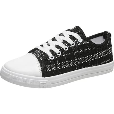 Été Nouvelle Tendance Chaussures en Toile Femmes Mode Décontracté Baskets pour Femmes Couleurs Mélangées Bout Rond Chaussures à Lacets Pour Femmes Ballerines 40 noir