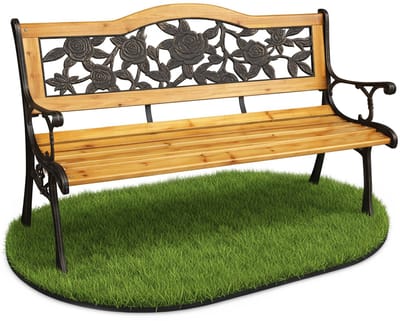 Tuinbank ROSA / Buitenbank / Metaal en Hout / Zwart - Hout / Maximale Belasting 260 kg / 125 x 76,5 x 52 cm