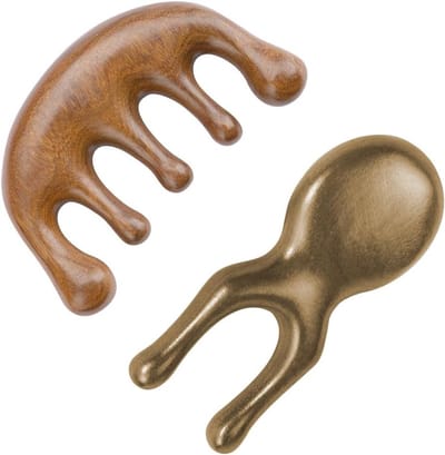 Scalp Massage Kam voor Hoofdmassages, Kam met Brede Tanden van Natuurlijk Sandelhout, 2 Stuks voor Ontspanning en Haarverzorging