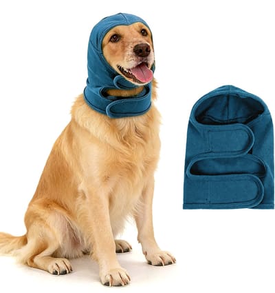 Kalmerende hondenmuts - Maat S - Hoofdlengte 16 cm - Nekomtrek 30 cm - Anti-angst nekwarmer voor honden - Kalmeert emoties - Oorbescherming tegen onweer - Geluidsdempende oorbeschermers voor honden - Beschermt het gehoor