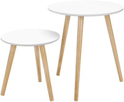 Hoppa! Eindtafel - Wit, Natuurlijk - MDF - 45 x 45 x 50 cm (B x D x H)