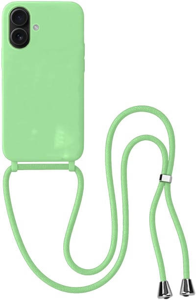 Hoes Geschikt voor iPhone 17 Hoesje Met Koord - Telefoonhoesje Geschikt voor iPhone 17 Backcover Met Afneembaar Koord - Groen
