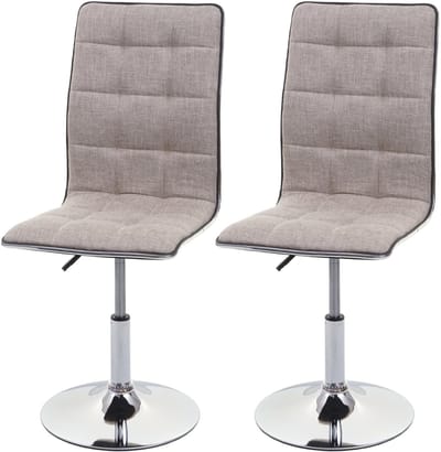 Set van 2 eetkamerstoelen MCW-C41, keukenstoel, in hoogte verstelbaar en draaibaar, stof/textiel MVG ~ crèmegrijs