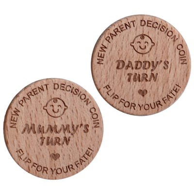 Dailygoods- Beslissingsmunt 2 Stuks - Houten Munt - Geboortecadeau