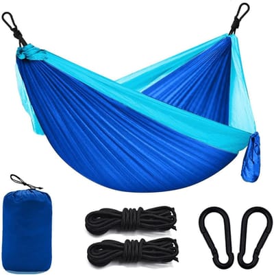 Outdoor camping hangmat, draagbare enkele hangmat, parachute stoffen hangmat met boombanden, geschikt voor buiten en binnen, reis- en kampeeruitrusting
