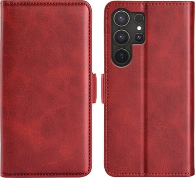 MobyDefend Hoesje - Geschikt voor Samsung Galaxy S25 Ultra - Luxe Wallet Book Case (Sluiting Zijkant) - Rood