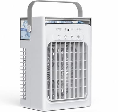Airco -Aircooler - Draagbare airconditioner – Persoonlijke mini-airco met verdampingskoeling – 4 windsnelheden, 2/4/6-uurs timer, 2 standen, kleurrijk nachtlampje – Draagbare airco voor kamer, auto, slaapkamer, kantoor en buiten