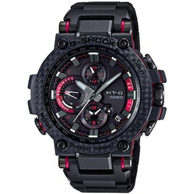 G-Shock MTG Serie Beschermende Structuur Bluetooth Verbinding Zonne-kwartsuurwerk Harsband Herenhorloges Zwart MTG-B1000XBD-1APR Black Red black