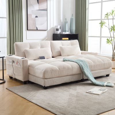 Palmenstoel, pluizige strepenkussens, handgreep met rollende kussens, hoofdsteunen, drie kopjes en een zijzak passen in een woonkamer en slaapkamer, Beige