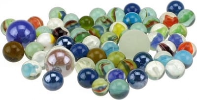 Toi-Toys Knikkers - 120x stuks - gekleurd - glas - in netje
