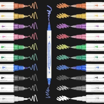 PromoHome Metallic Markers Set met Dubbele Punt - 10 Levendige Metaalkleuren voor Creatieve Projecten op Diverse Oppervlakken zoals Papier, Steen, Glas en Hout - Perfect voor Scrapbooking, Bruiloften en Feestdecoraties
