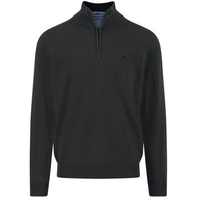 Fynch-Hatton Trui Troyer Zip Superfine Cotton Zwart / male