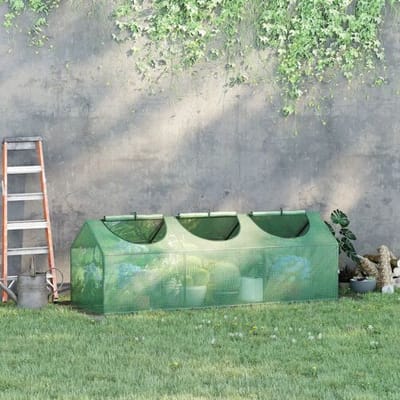 Outsunny - Tunnelkas - met stalen frame - met 3 Ramen - Groen