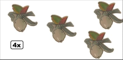 4x Broche ezel met prinsenmuts - Carnaval thema feest optocht thema party