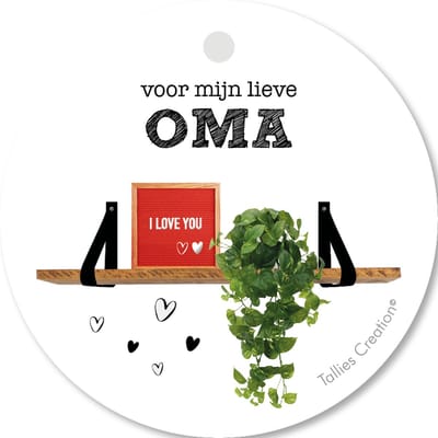 Tallies Cards - kadokaartjes  - bloemenkaartjes - Oma - Plant - set van 5 kaarten - bedankkaart - bedankt - 100% Duurzaam