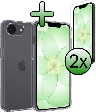Hoesje Met 2x Screenprotector - Geschikt voor Apple iPhone 17e - Sterk & Shockproof - Back Cover - Siliconen Case - Telefoon Hoes - Transparant