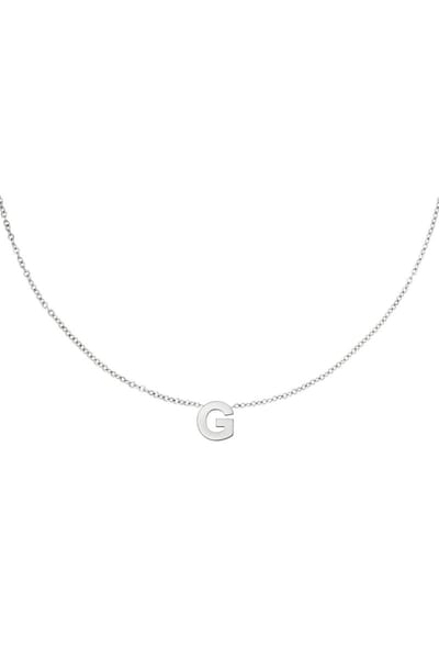 Edelstalen ketting initiaal G Zilver Stainless Steel