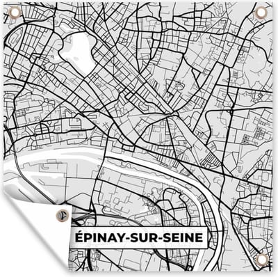 Tuin poster Plattegrond - Épinay-sur-Seine - Stadskaart - Kaart - Frankrijk - 200x200 cm - Tuindoek