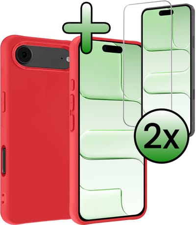 Hoesje Met 2x Screenprotector - Geschikt voor Apple iPhone Air - Sterk & Shockproof - Back Cover - Siliconen Case - Telefoon Hoes - Rood