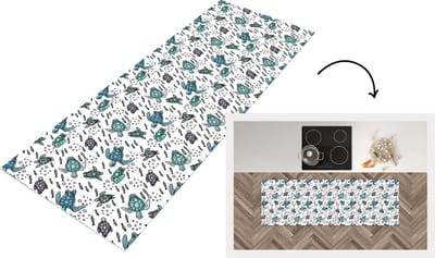 Keukenloper - Loper keuken - Patronen - Schildpad - Vissen - 150x50 cm - Keukenloper vinyl