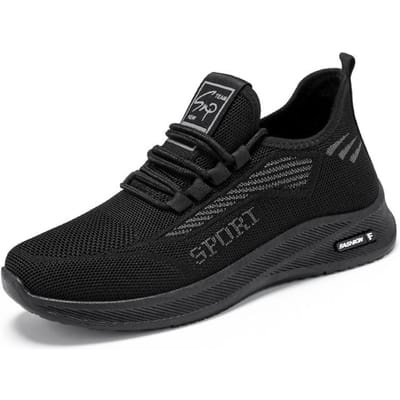 Chaussures de Sport pour Homme Respirantes et Décontractées Printemps et Automne Nouvelles Chaussures à Semelle Souple Volante pour Homme 44 black