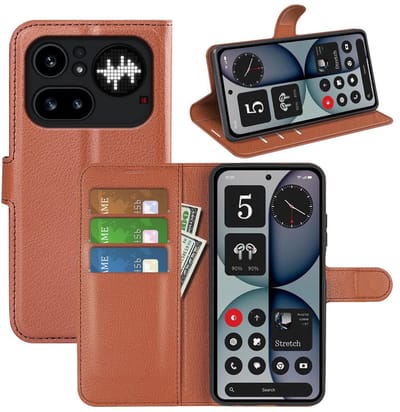 MobyDefend Hoesje - Geschikt voor Nothing Phone (4a) Pro - Kunstleren Wallet Book Case (Sluiting Voorkant) - Bruin