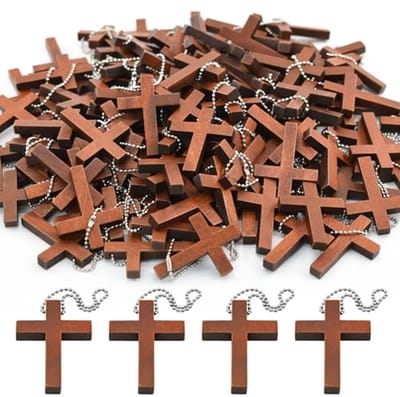 SnelShoppen - 150 Stuks Mini Houten Kruis Hanger Kleine Houten Kruisen Bedels voor Creatief Werk Natuurlijke Houten Kruis Charms voor Sieraden Maken P