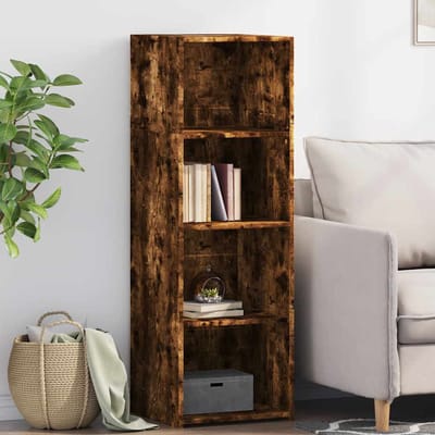 vidaXL - Hoge - kast - 40x41x124 - cm - bewerkt - hout - gerookt - eikenkleurig