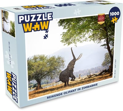 Puzzel Reikende olifant in Zimbabwe - Legpuzzel - Puzzel 1000 stukjes volwassenen
