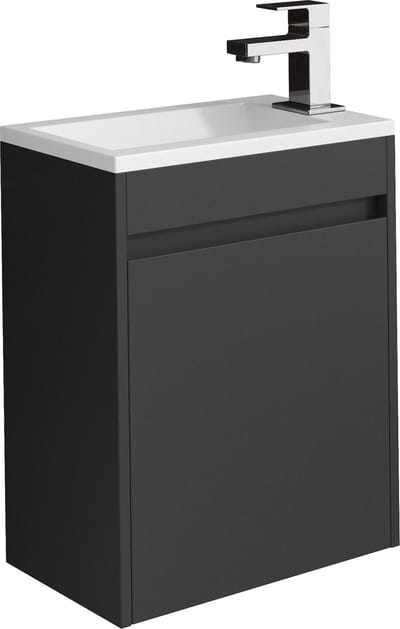 Badplaats Toiletmeubel Sinta 40 x 22 cm - Zwart - Fonteinmeubel met Witte Wastafel