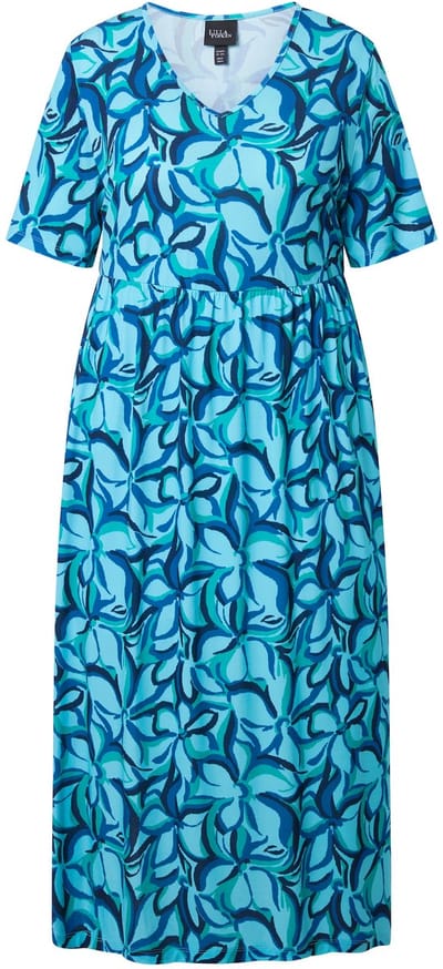 Ulla Popken - Dames - Jersey maxi-jurk - Marine - Maat 58+
