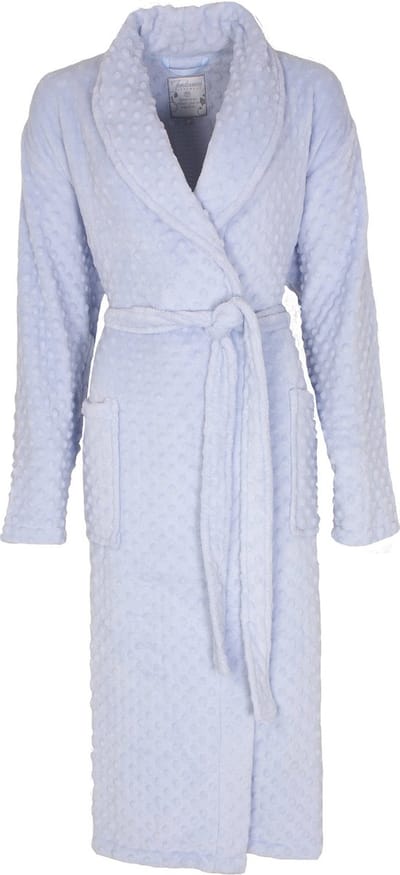 Tenderness Dames Badjas - Fleece - Reliëf bolletjes - Blauw - Maat M