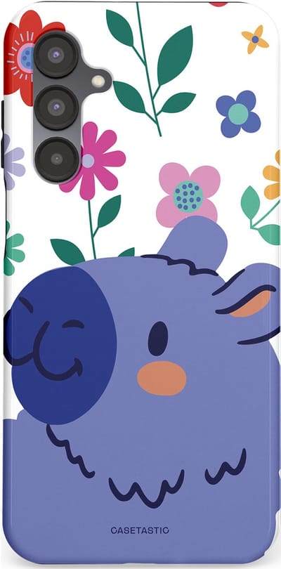 Casetastic Hoesje Geschikt voor Samsung A16 - Stijlvolle Beschermende Duo-layer Case - Capibara Bloempje Blauw