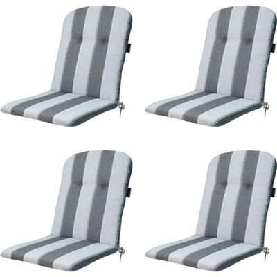 Madison - Kuipstoelkussen Hoge Rug Banda grey - Ca. 96x45 cm - Set van 4