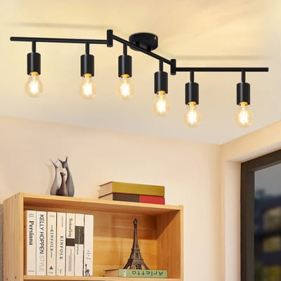 NETTLIFE Opbouwspot E27 - Plafondlamp - 6 lichts - Moderne Plafondspot - Zwart - Opbouwspot - Woonkamer | Slaapkamer | Keuken - L 94.5cm-excl. lichtbron