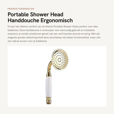 Dailygoods- Douchekop Goud - Hogedruk - Draagbaar - Corrosiebestendig - Eenvoudige Installatie - Ergonomische Handgreep - Handdouche