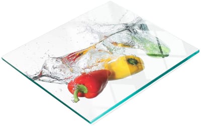 Keukenplank van gehard glas met decoratieve paprika-spatprint, 60x52 cm