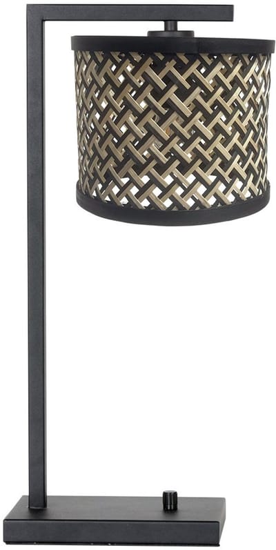 Tafellamp Stang 3715ZW - Trendy zwart/metalen bamboe kap, 140 cm snoer, Steinhauer - Perfect voor binnengebruik