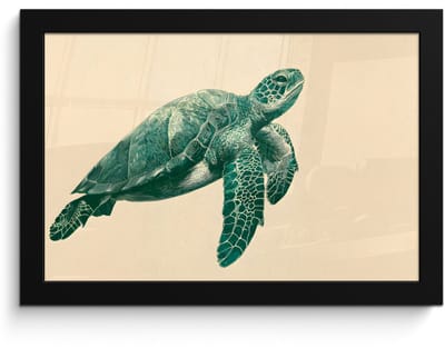 Poster in lijst - Fotolijst 30x20 cm - Posters - Schildpad - Sierlijk - Groen - Schild - Posterlijst zwart - Decoratie - Wanddecoratie woonkamer - Muurdecoratie slaapkamer