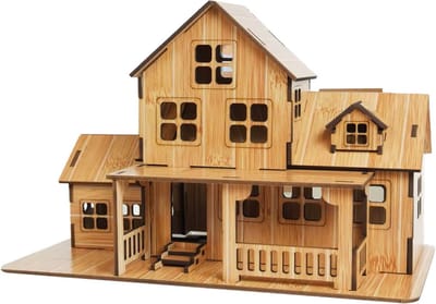 3D houten puzzel familiespel architectuur huis villa voor kinderen, educatief legpuzzel speelgoed voor jongens en meisjes, perfect cadeau voor kinderen en volwassenen speelgoed