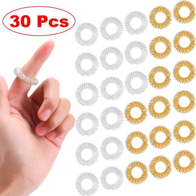 EXCITAT Massage Ring - Vingermassage ringen - Gepunte vingerringen - Stressverlichter - Voor tieners en volwassenen - 30 stuks