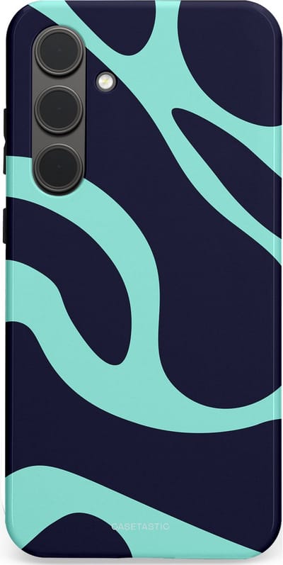 Casetastic Hoesje Geschikt voor Samsung S24 Plus - Stijlvolle Beschermende Duo-layer Case - Golvenritme Aqua-Marine