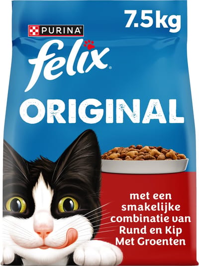 Felix Original - Kattenvoer droogvoer - Rund, Kip & Kalkoen - 7,5kg