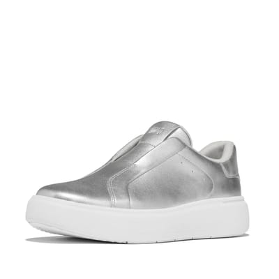 FitFlop FitFlop Rtg Leather Laceless Sneakers ZILVER - Maat 36