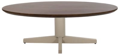 Salontafel Scorpio ovaal Beige poot Mangohout 130x70x45 cm - walnoot