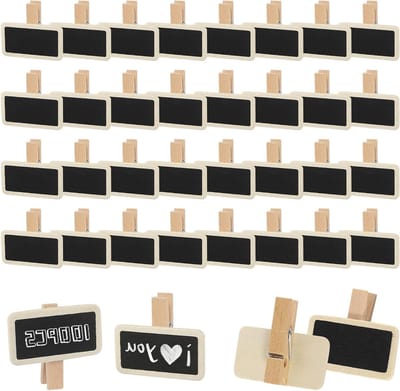 Houten Klemmen met Mini Borden voor Foto's, Notities en Voedsel Labels - 100 Stuks Krijtbord Clips voor Creatieve Presentaties