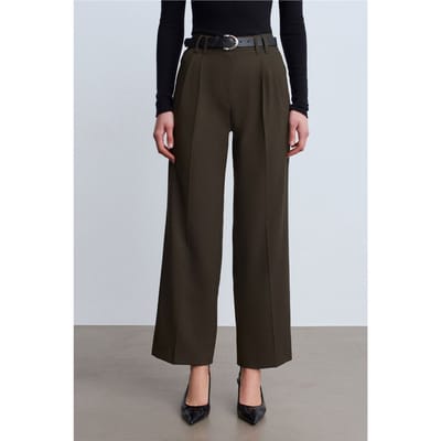 Vrouwen Brede Pijpen Geplisseerde Crêpe Broek