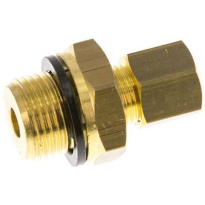 G 3/8'' Buitendraad x 8mm Messing Rechte Knelfitting met PA Afdichting 135 Bar DIN EN 1254-2